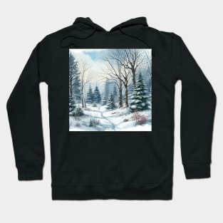 Winter Forest Road Winter Landscape Hoodie